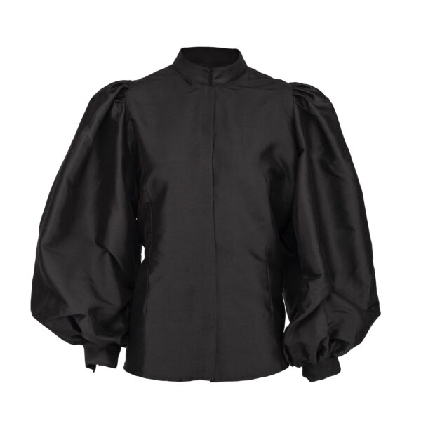 svart silkeskjorte til bunad eller festdrakt i håndvevd råsilke