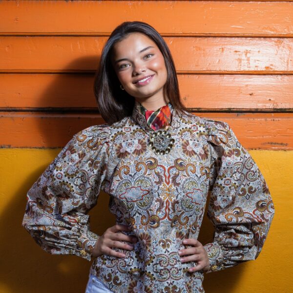bomullsskjorte brun paisley