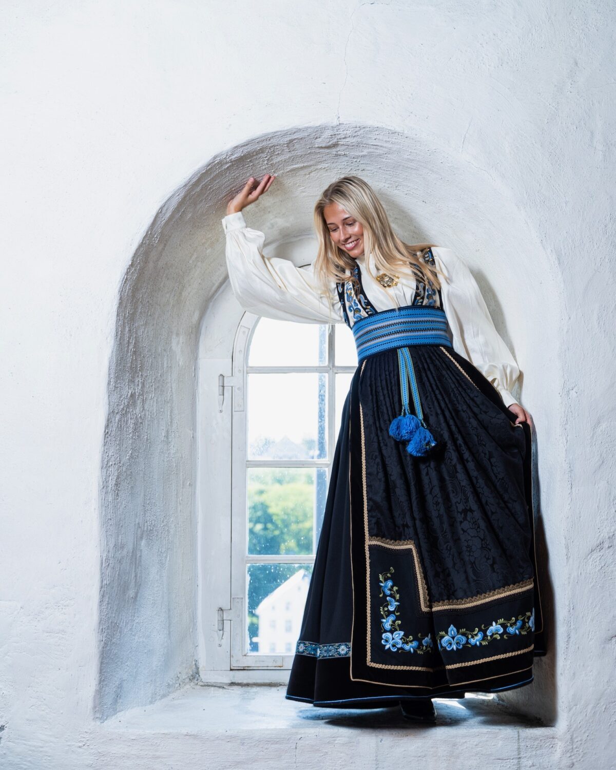 Hvit silkeskjorte råsilke - Bilde 7