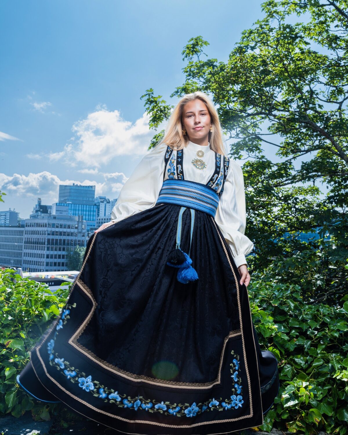 Hvit silkeskjorte råsilke