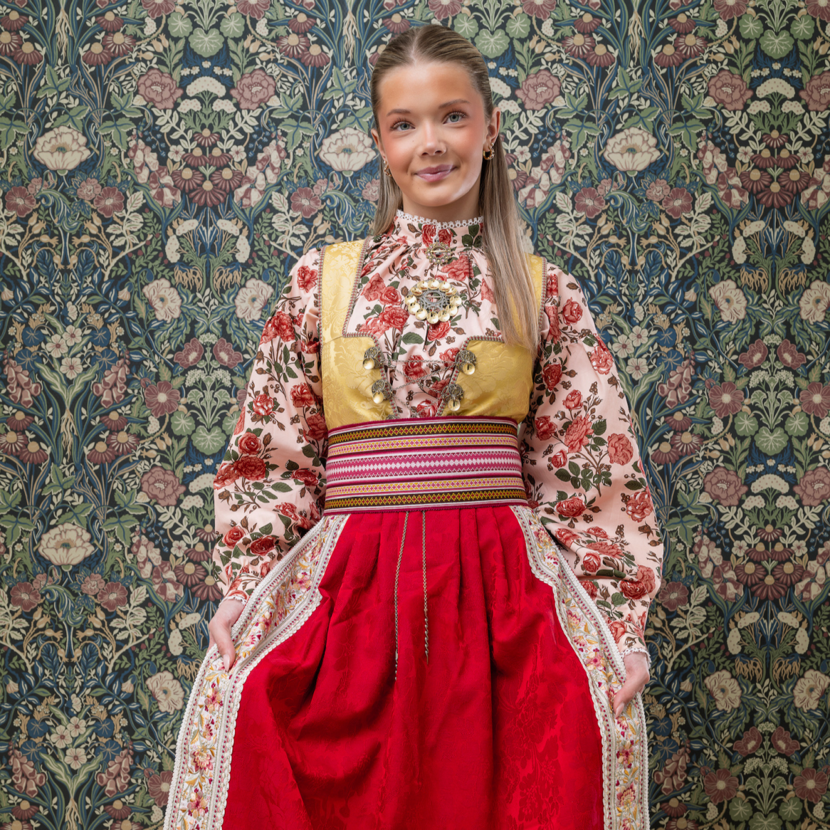 Bomullsskjorte med roser klassisk snitt - Bilde 3
