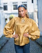 Gullfarget silkekjorte jacquardstoff - Bilde 11