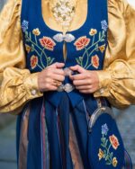 Gullfarget silkekjorte jacquardstoff - Bilde 7