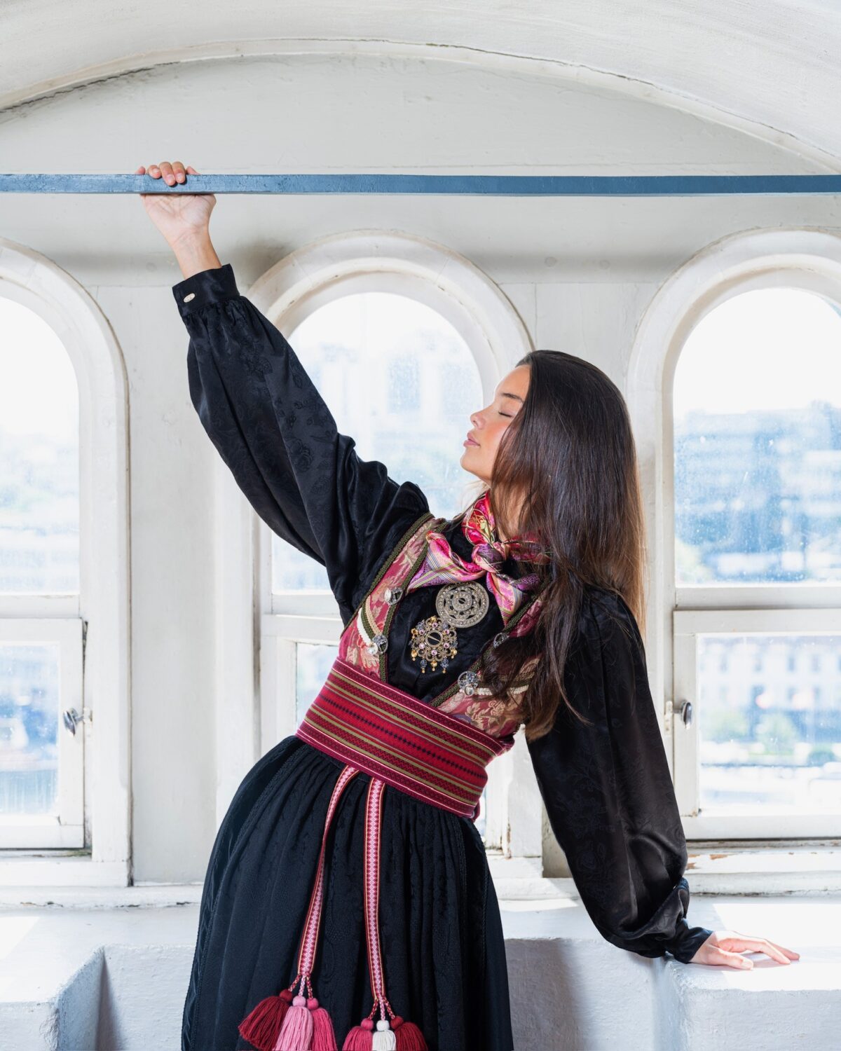 Svart silkekjorte jacquard - Bilde 10