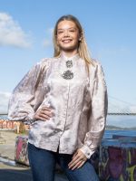Pudder rosa silkeskjorte jacquard - Bilde 2