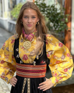 Bomullsskjorte gul med roser liberty fasong - Bilde 2